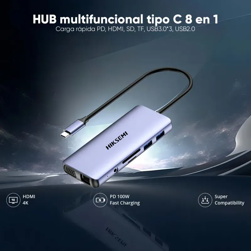 Hub Hiksemi 8 Puertos Hdmi-Tipo C-Msd-1775064858810