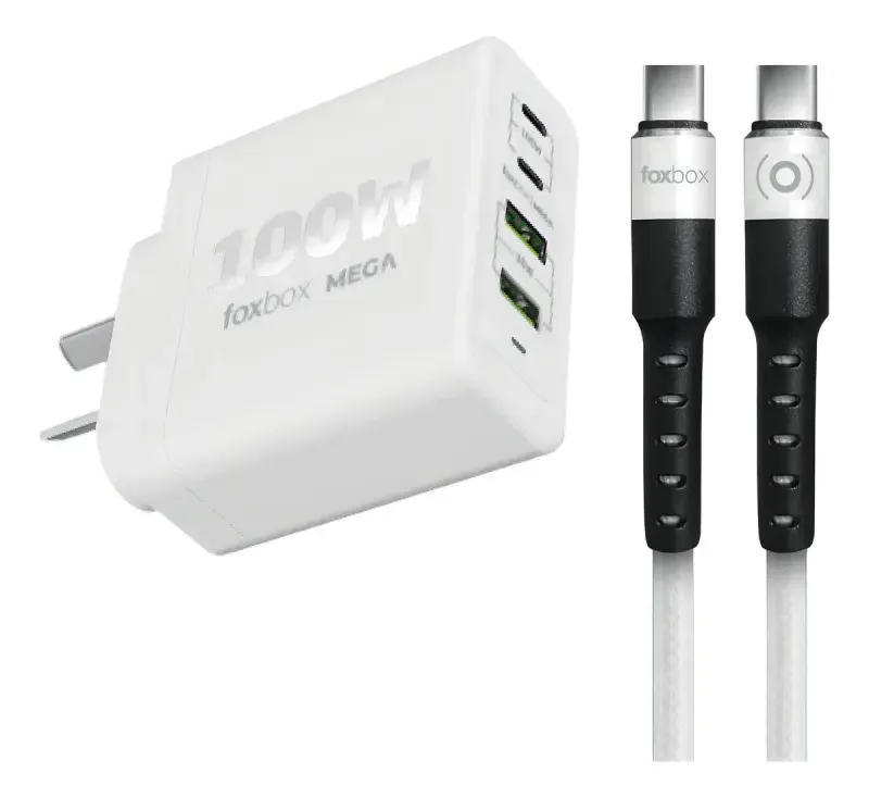 Cargador De Pared Mega 100W Blanco C/Cable-1777043972246