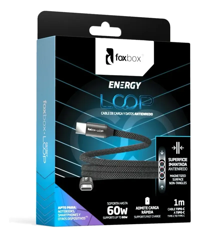 Cable Foxbox Magnetico Loop Type C A Type C 60W Negro-1784742415828